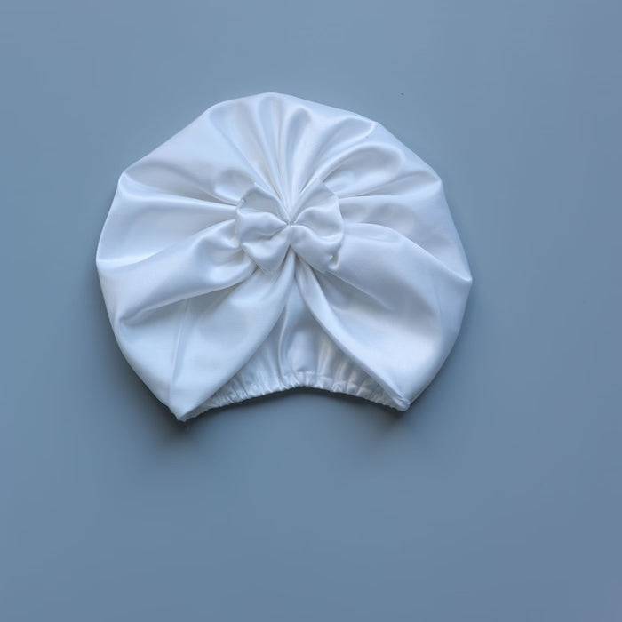 White Dove Satin Romper and Turban Set