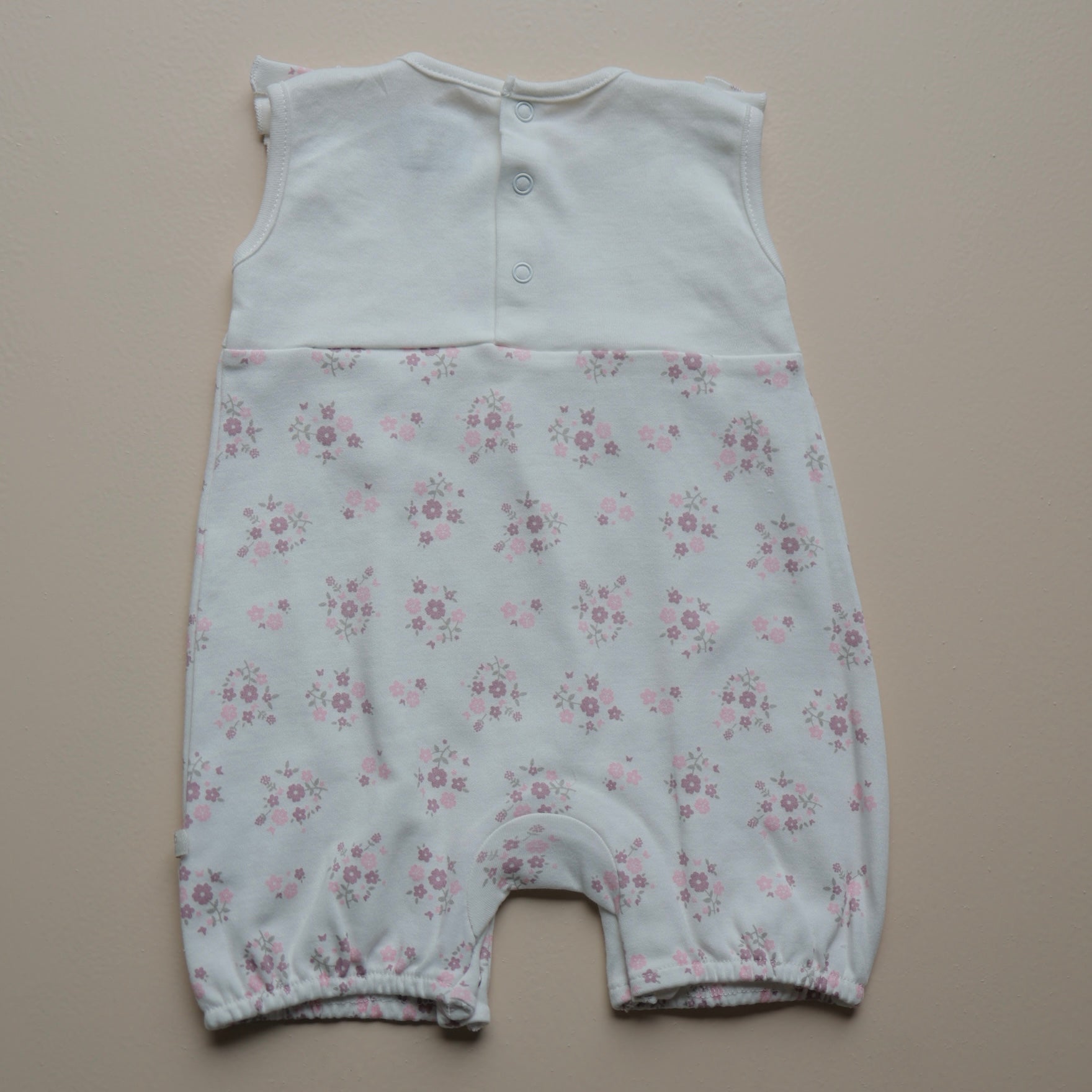 White Floral Ruffle Sleeveless Romper