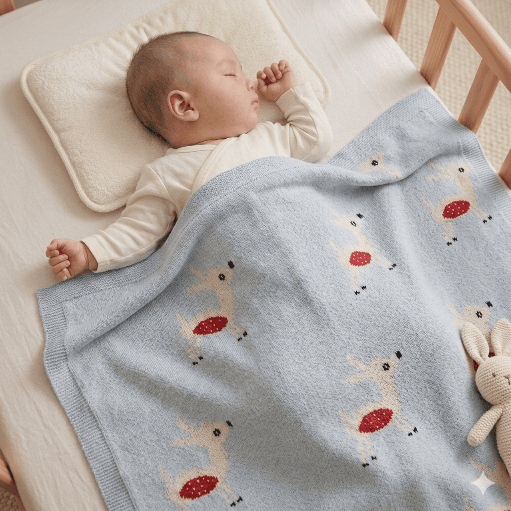 Whimsical Fawn Cotton Baby Blanket