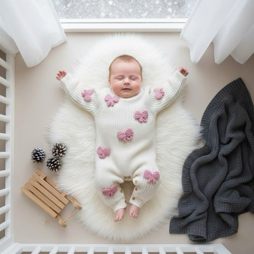Blush Bow Cozy Knit Jumpsuit