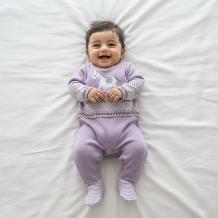 Lilac StoryBook Knit Romper