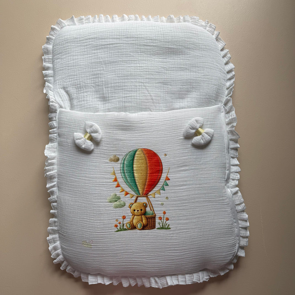 Yellow Balloon Bear Muslin Sleeping Bag
