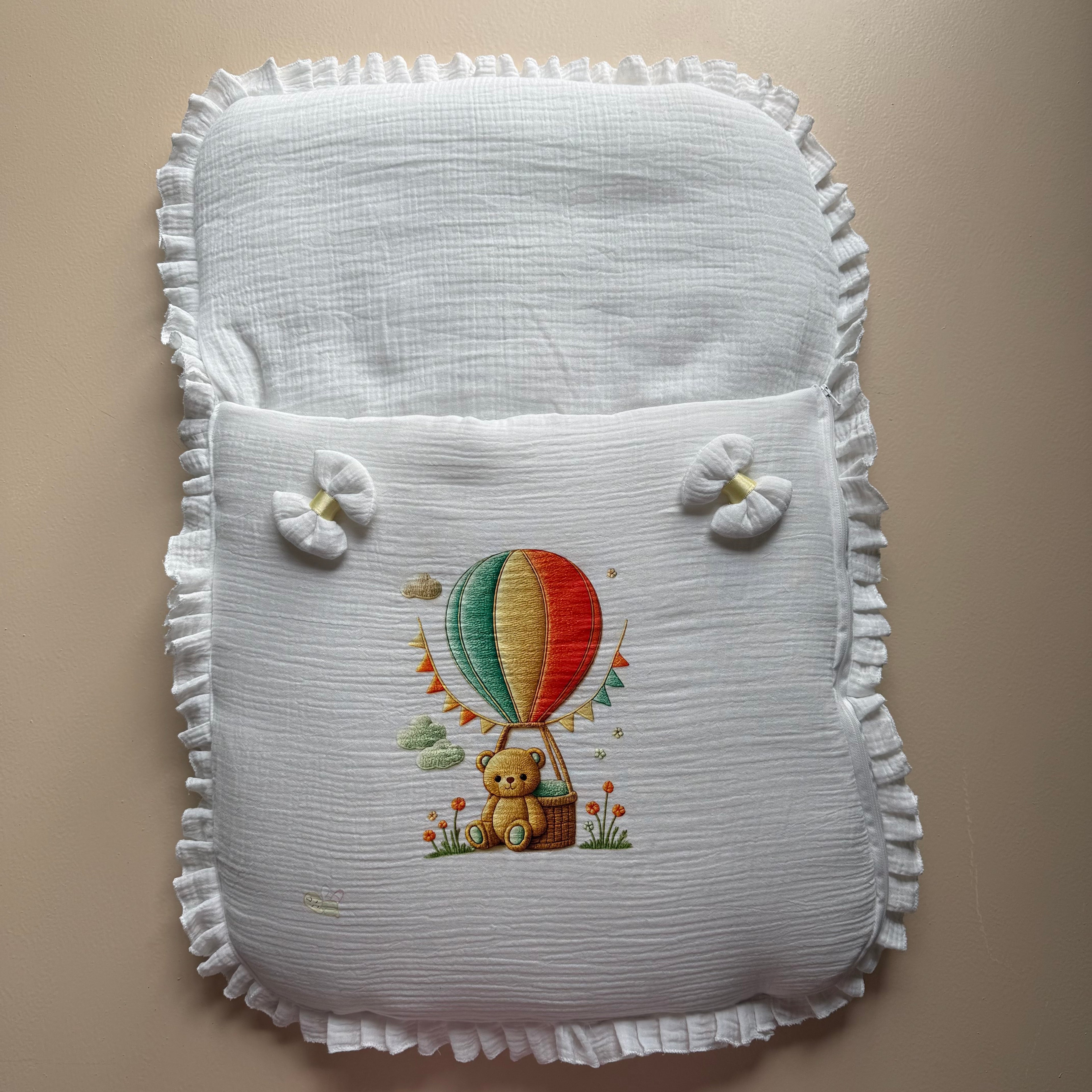 Yellow Balloon Bear Muslin Sleeping Bag