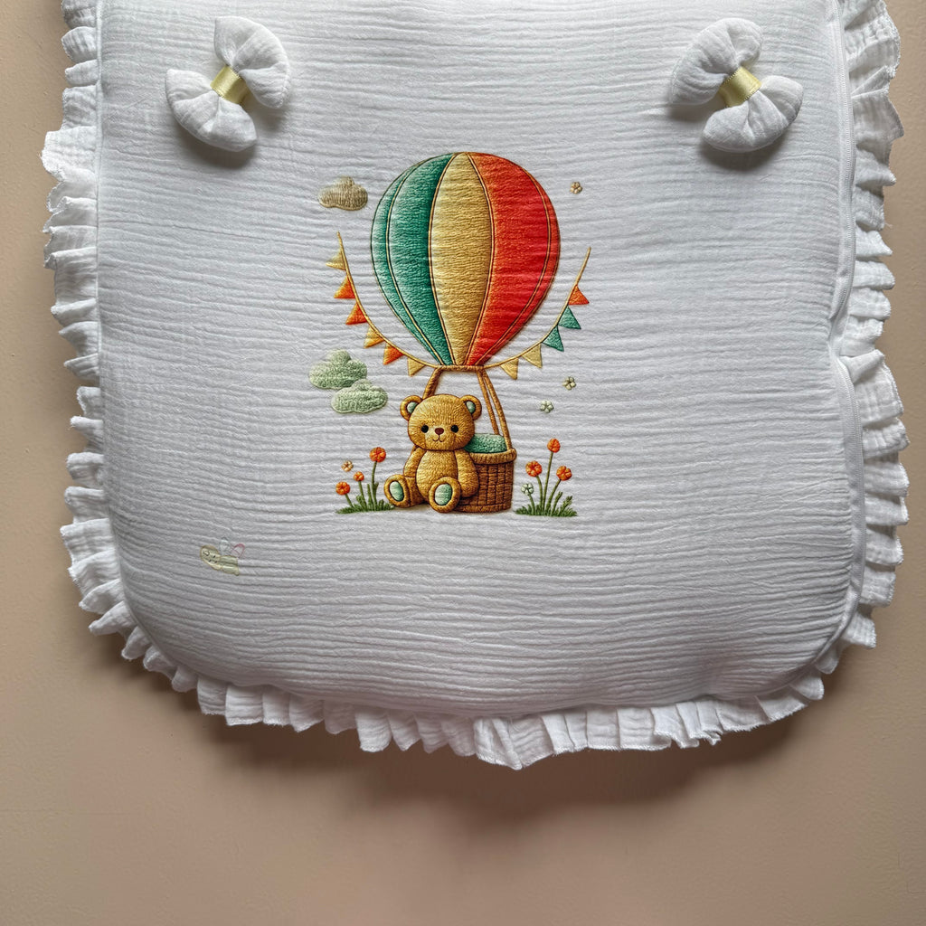 Yellow Balloon Bear Muslin Sleeping Bag