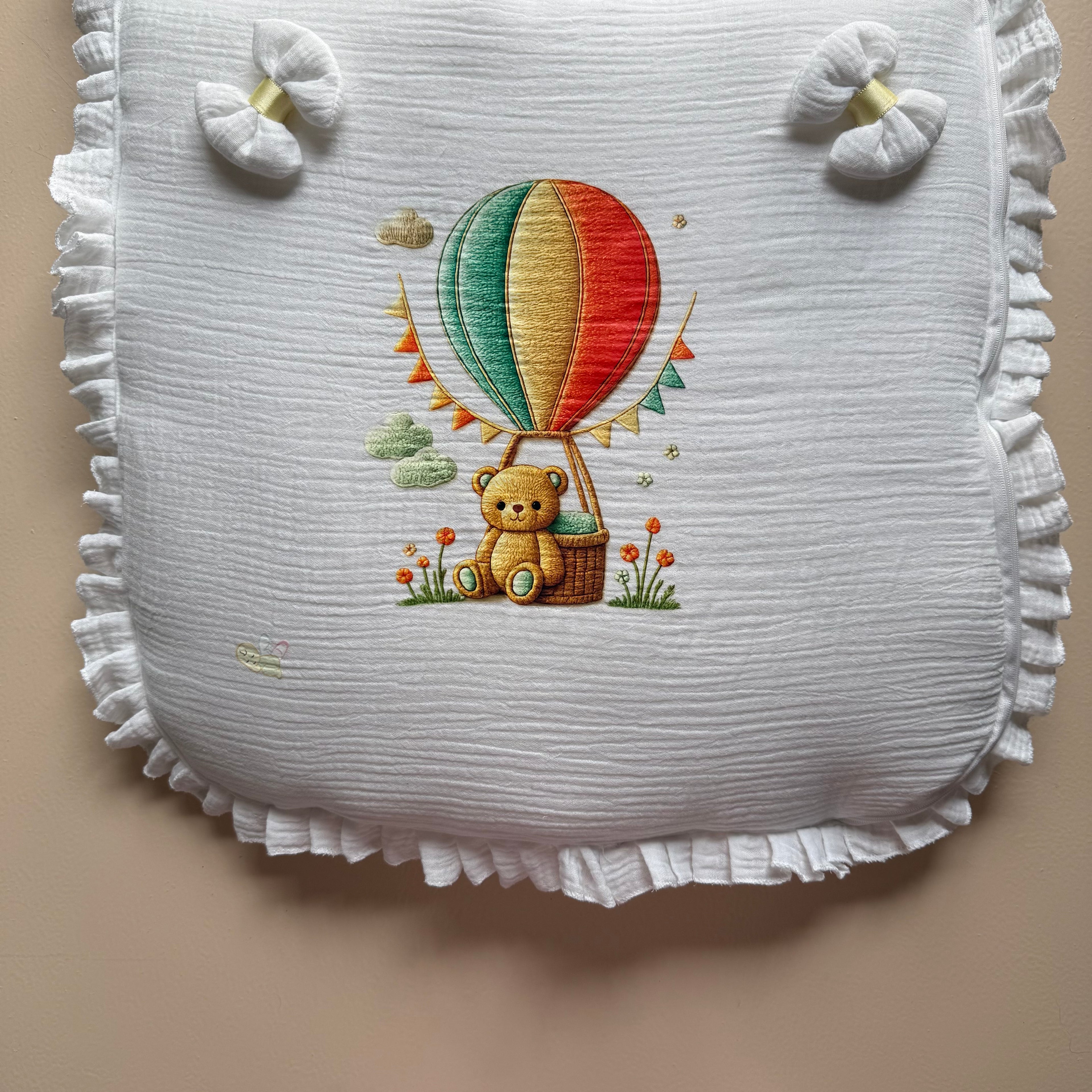Yellow Balloon Bear Muslin Sleeping Bag