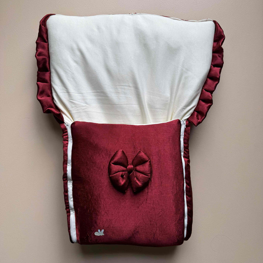 Berry Satin Bow Baby Sleeping Bag