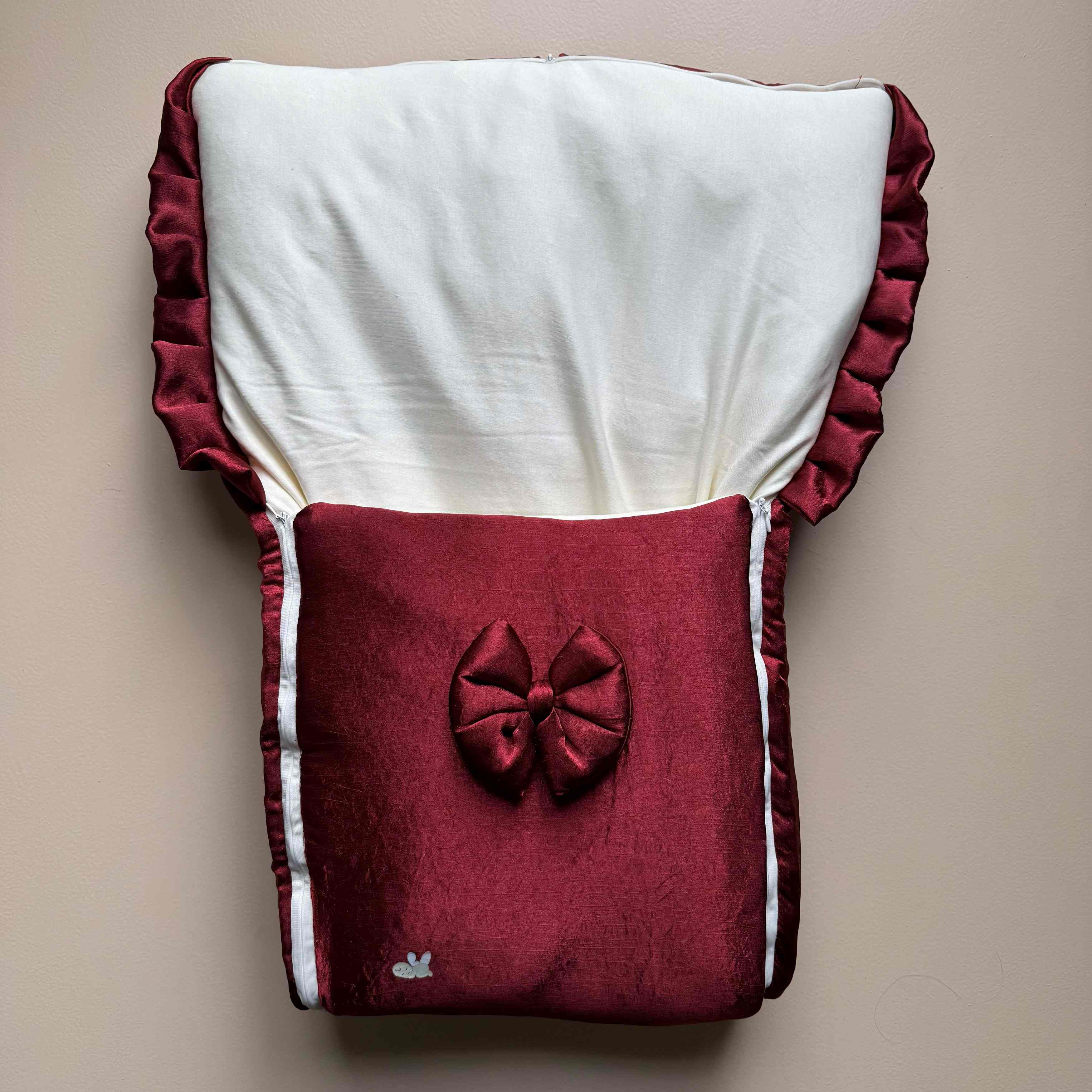 Berry Satin Bow Baby Sleeping Bag