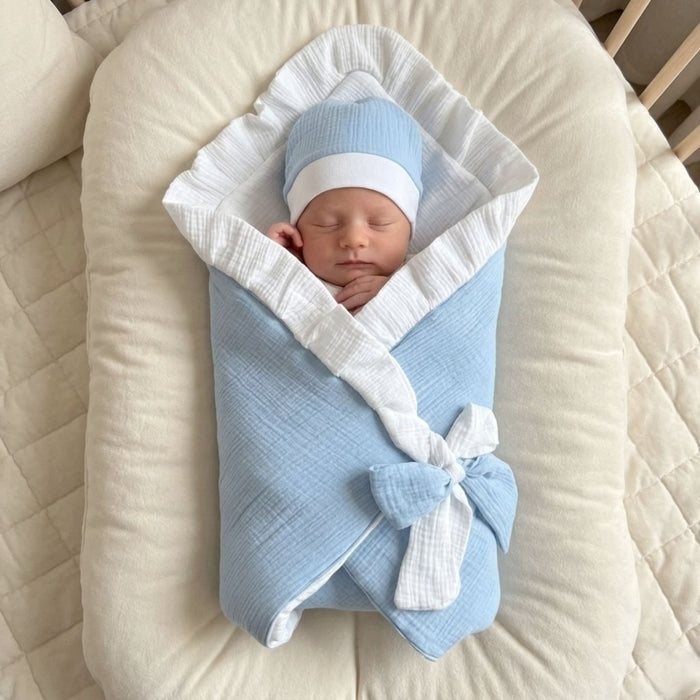 Powder Blue Heirloom Reversible Muslin Drape Set