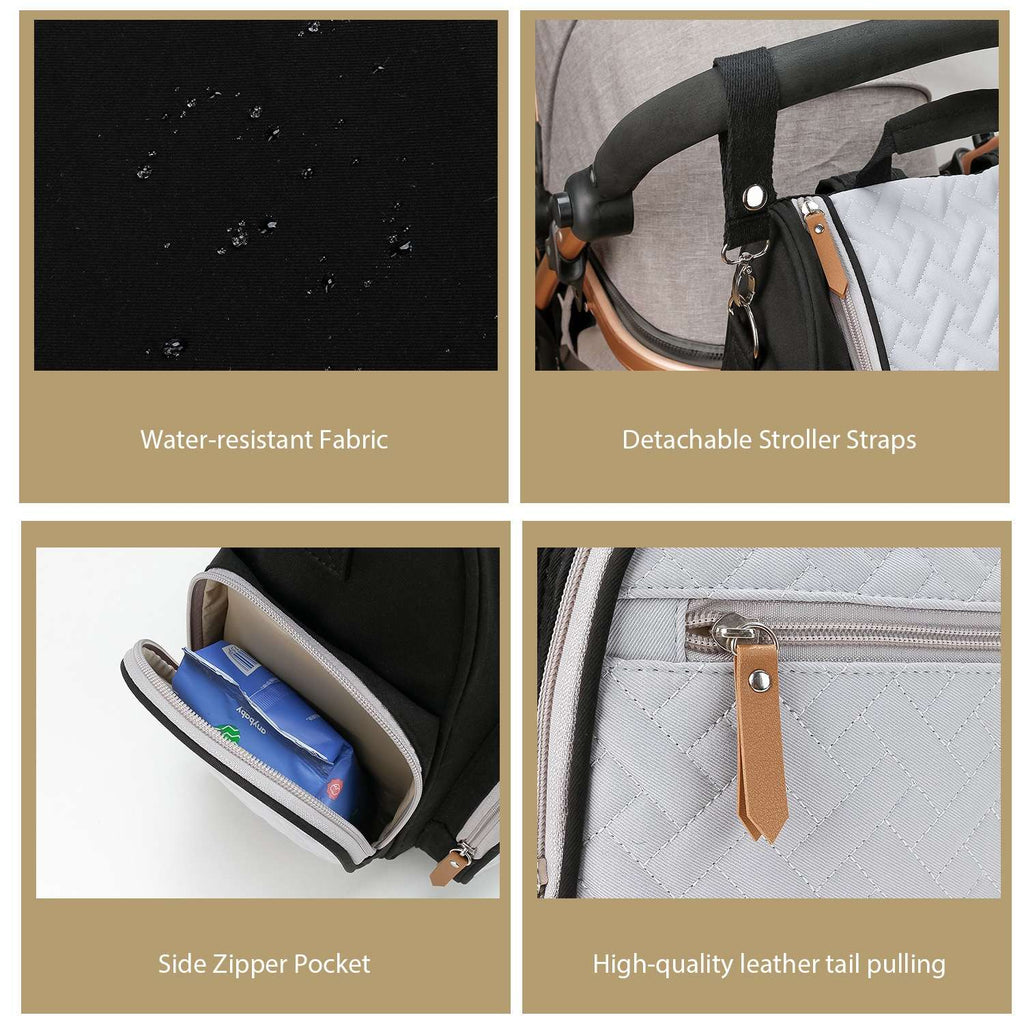 Monochrome Quilted Comfort Diaper Bag