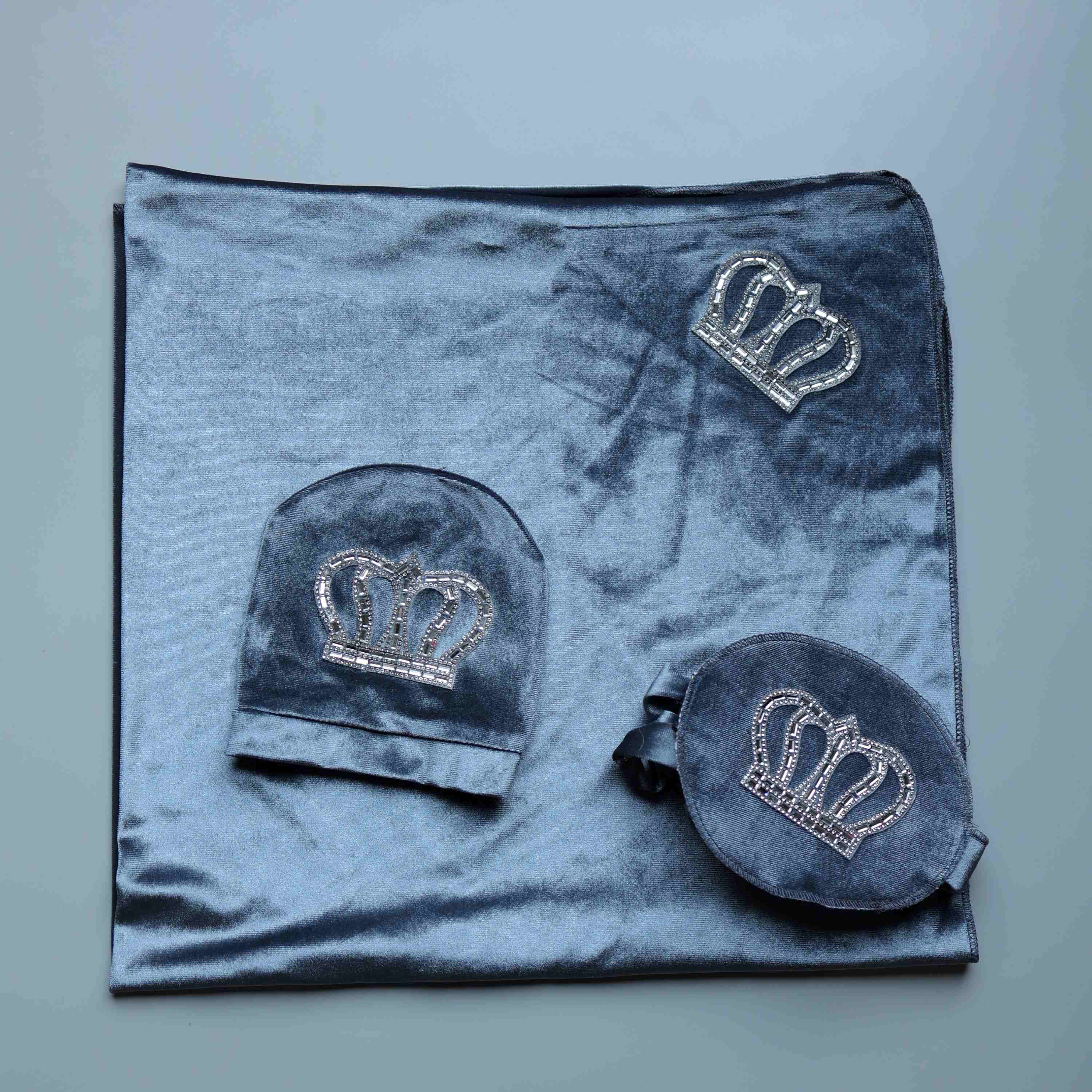 Silver Royalty Grey Velvet Crown Romper Set