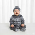 Elegant Grey Velvet Crown Romper Set