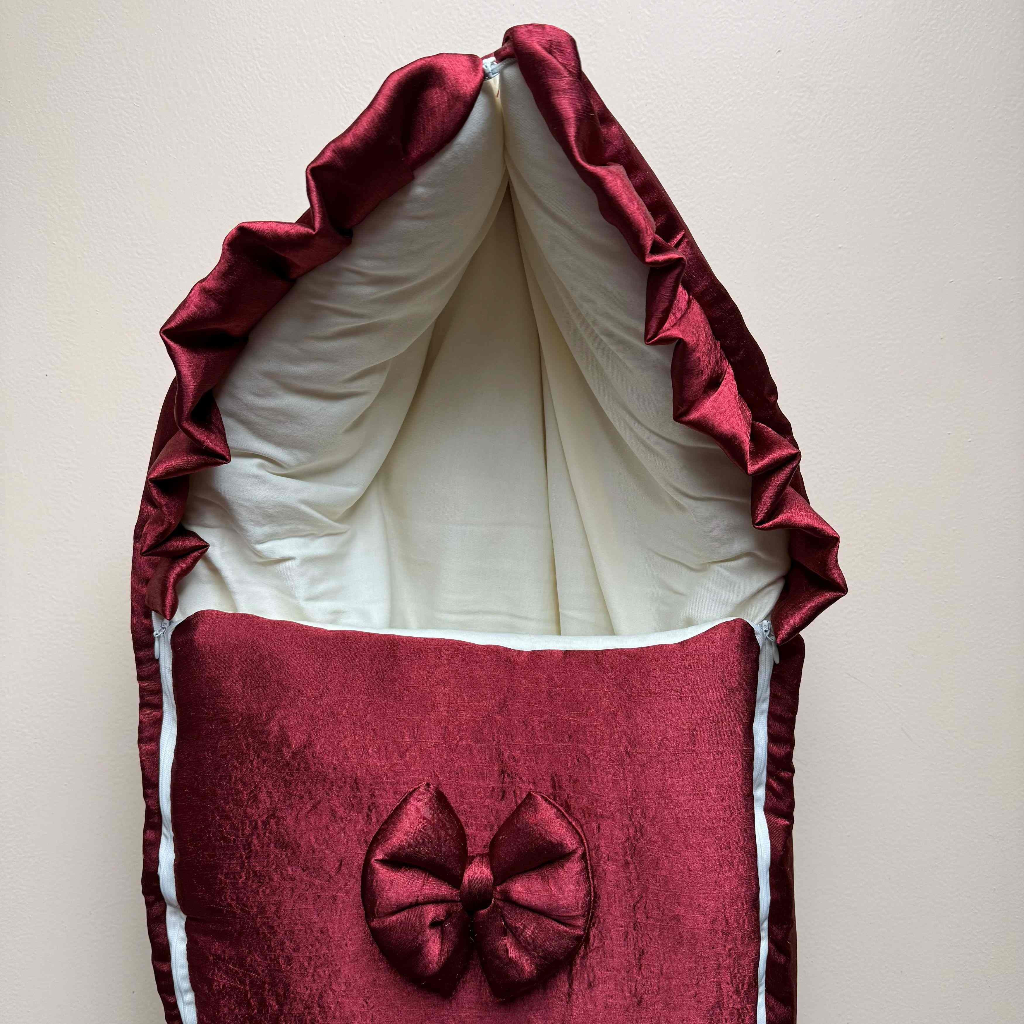 Berry Satin Bow Baby Sleeping Bag