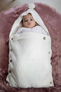 CozyNest Knitted Baby Swaddle with Fur Hood