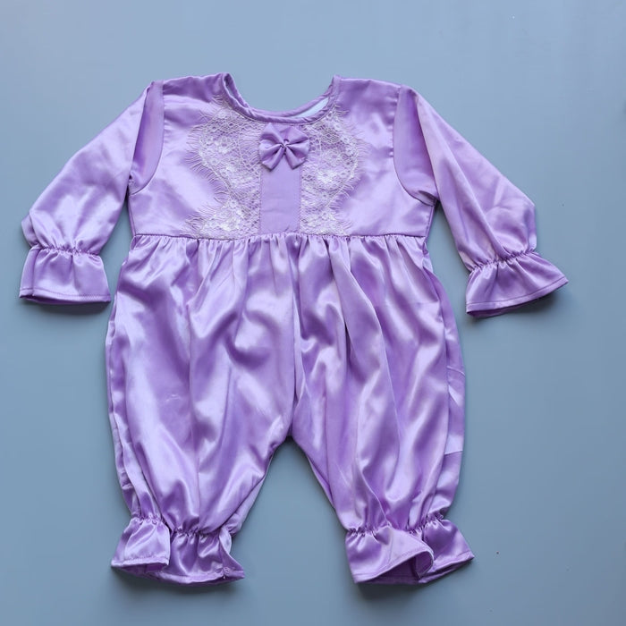 Lilac Glow Baby Romper and Turban Set