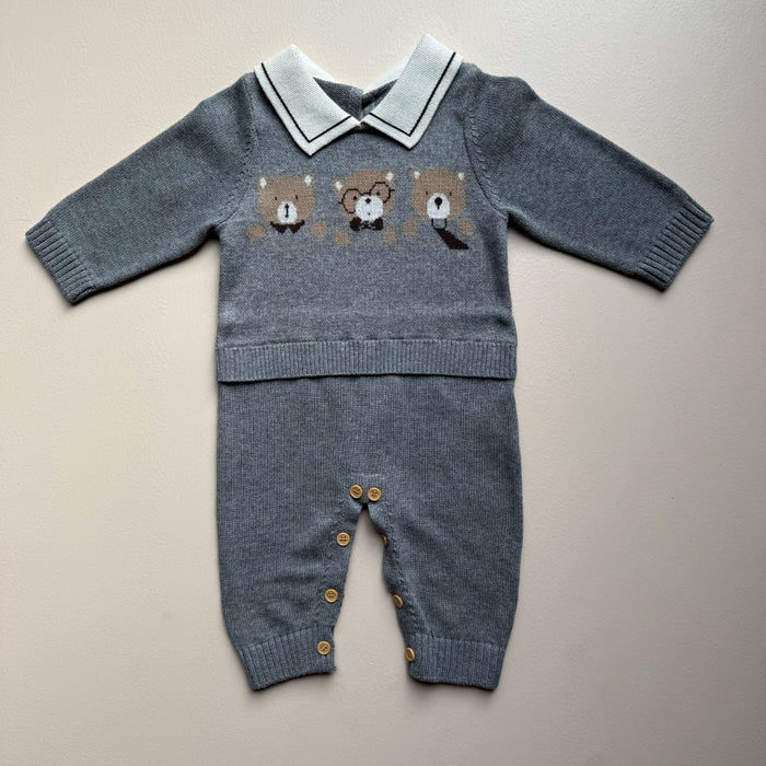 Grey Teddy Trio Knit Romper