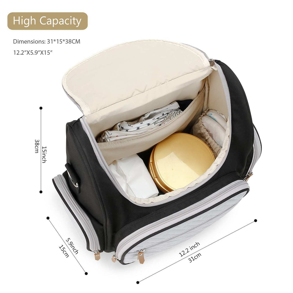 Monochrome Quilted Comfort Diaper Bag
