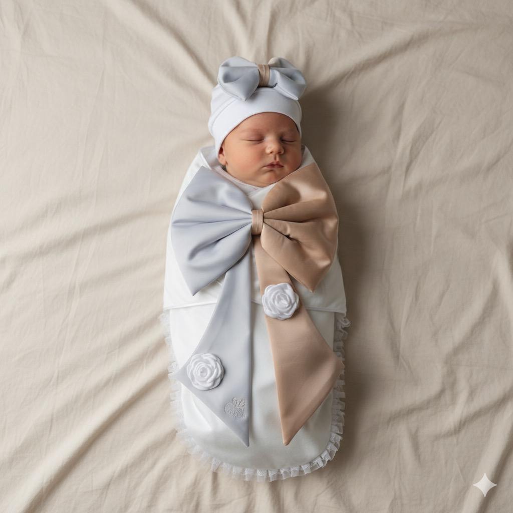 Luxe Dove Bow Swaddle Set