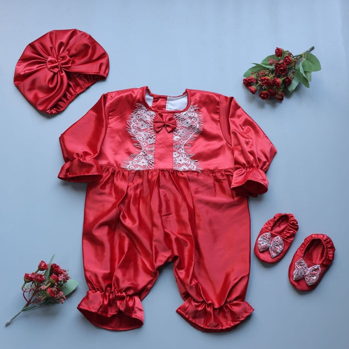 Radiant Ruby Romper and Turban Set