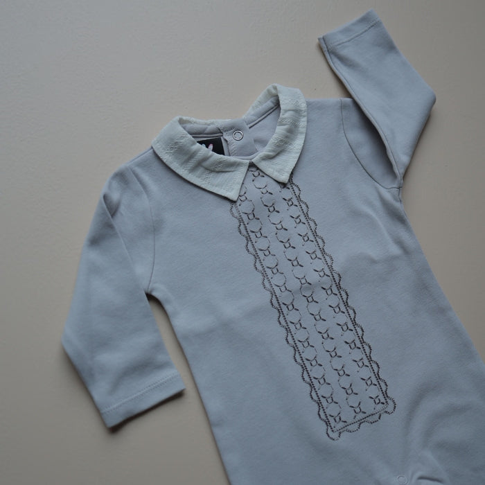 Light Grey Classic Collar Romper