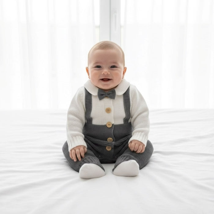 Classic Bow Knit Baby Suit