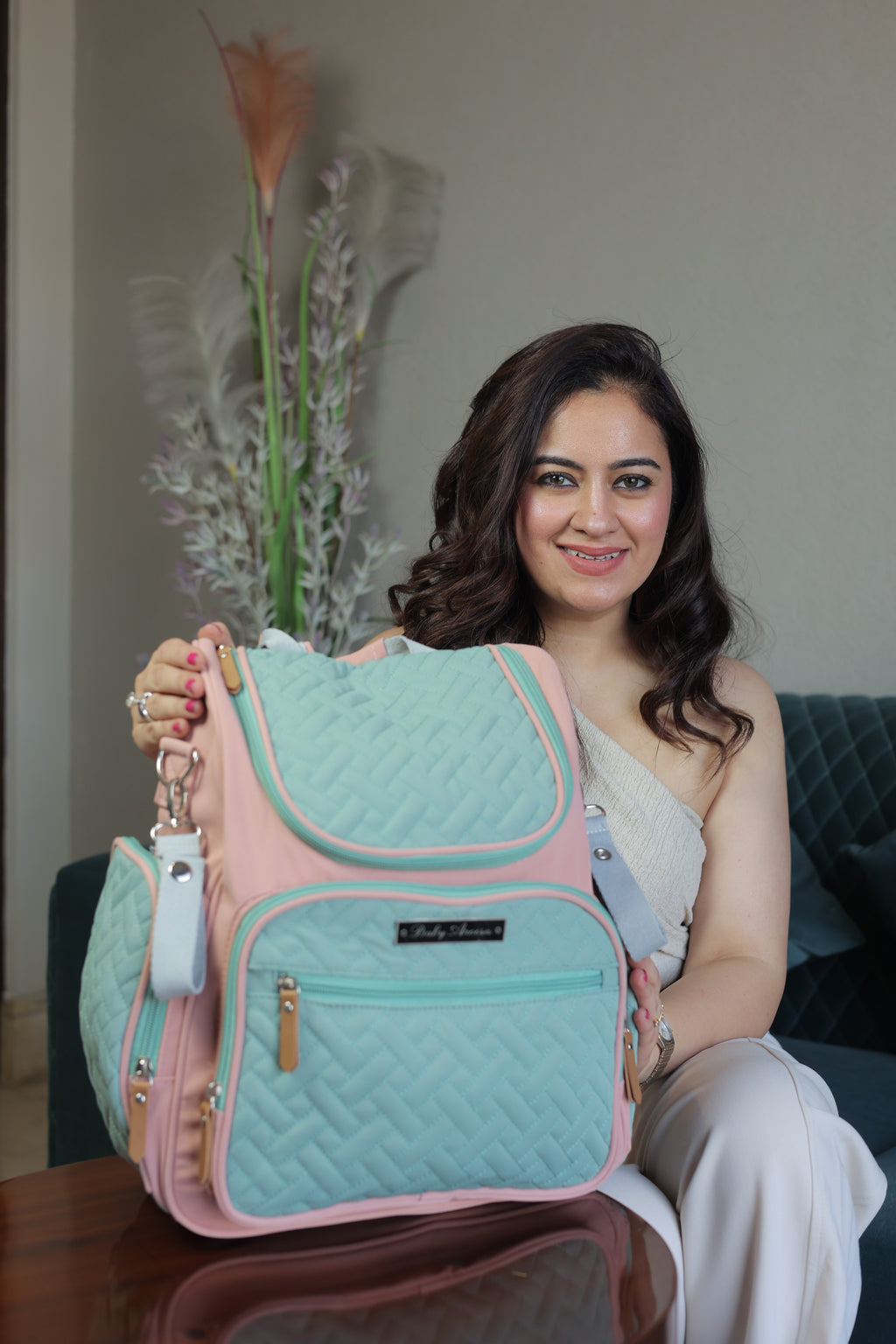 Blush and Breeze Quilted Diaper Bag