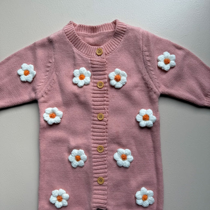Fluffy Daisy Knit Romper