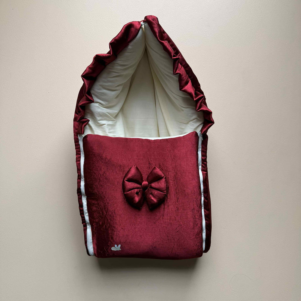 Berry Satin Bow Baby Sleeping Bag