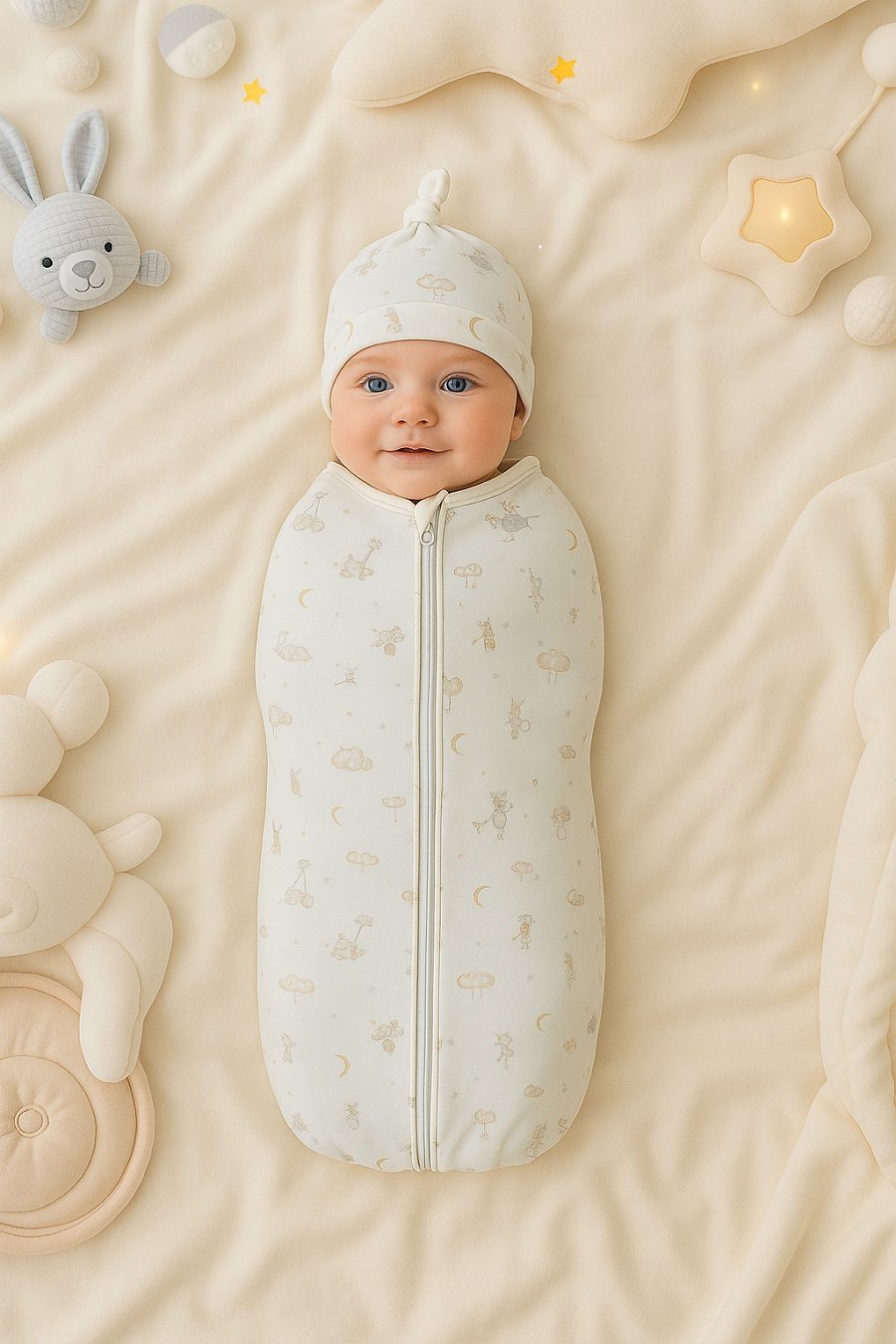Dreamy Safari Cotton Sleeping Bag and Cap Set