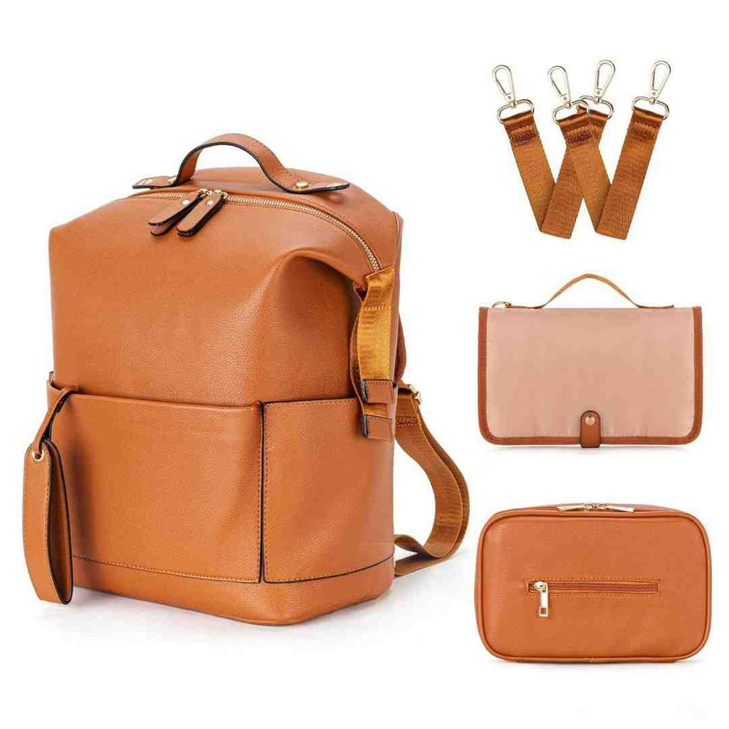 Dune Tan Leather Diaper Bag