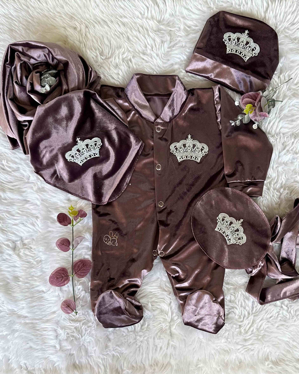 VIOLET GLAZE VELVET ROMPERSET