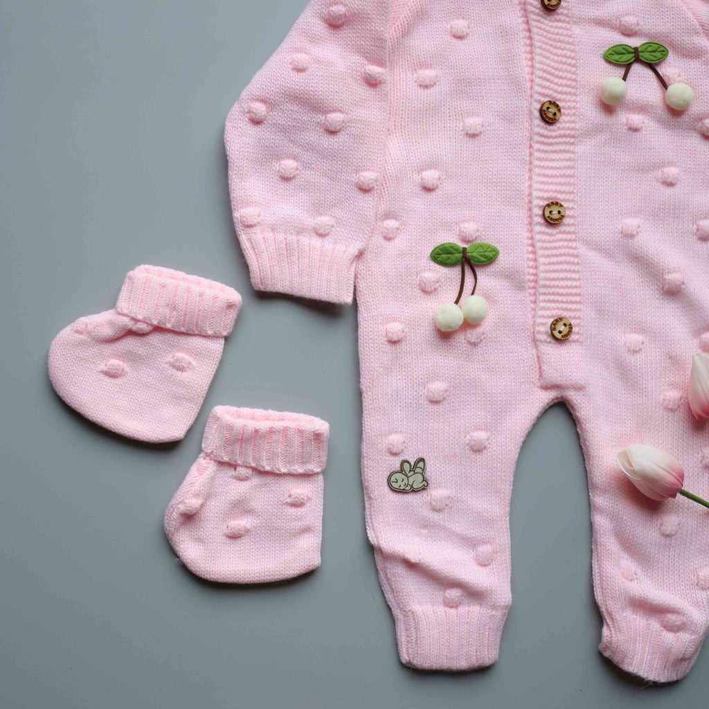 Blush Cherry Knitted Winter Jumpsuit