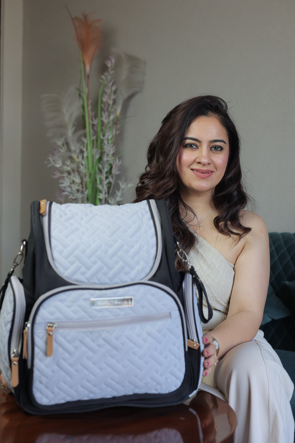 Monochrome Quilted Comfort Diaper Bag