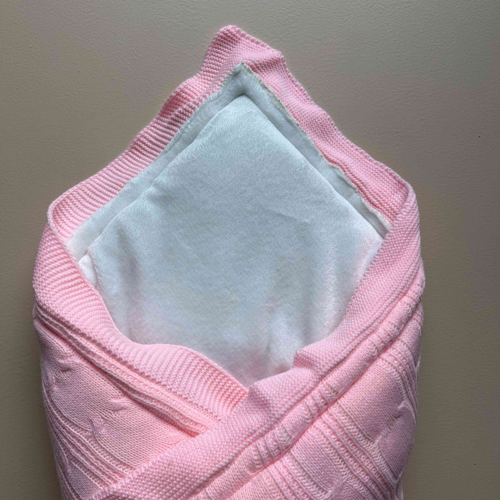 Blush Bow Knit Winter Baby Drape