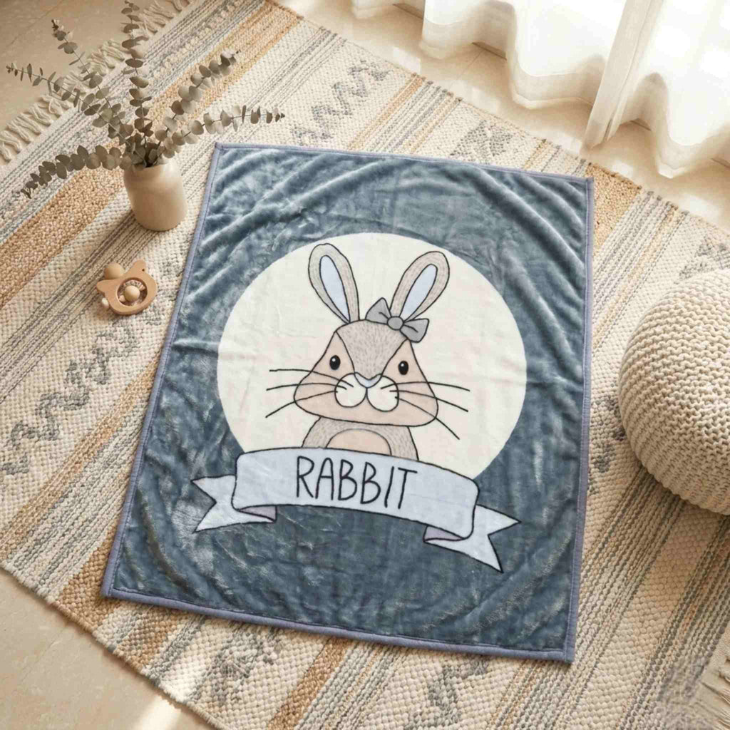 Baby Aroosa Grey Bunny Snuggle Blanket