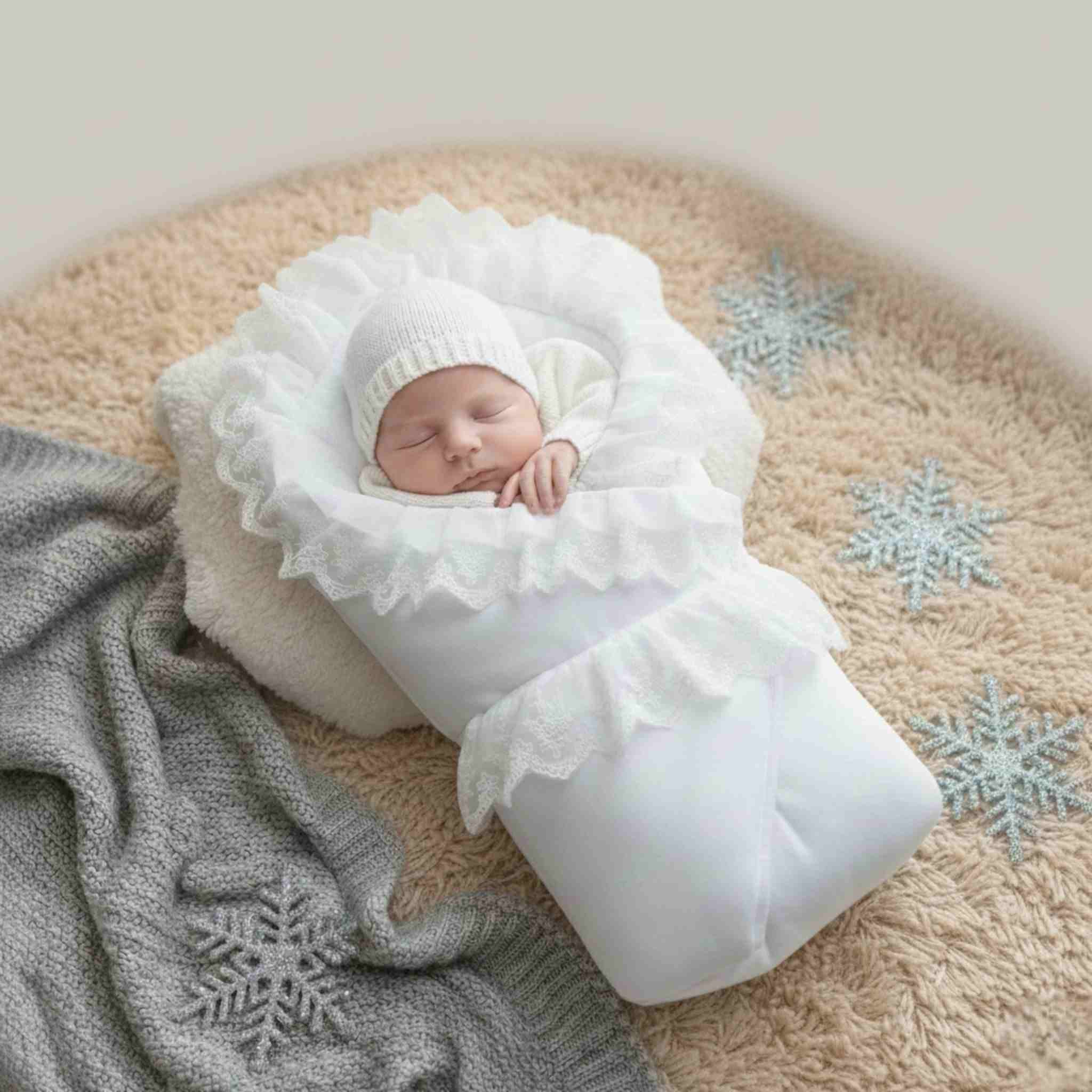 Ivory Snow Heirloom Knit Baby Drape