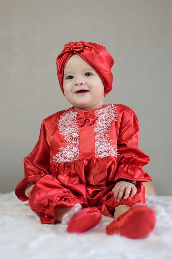 Radiant Ruby Romper and Turban Set
