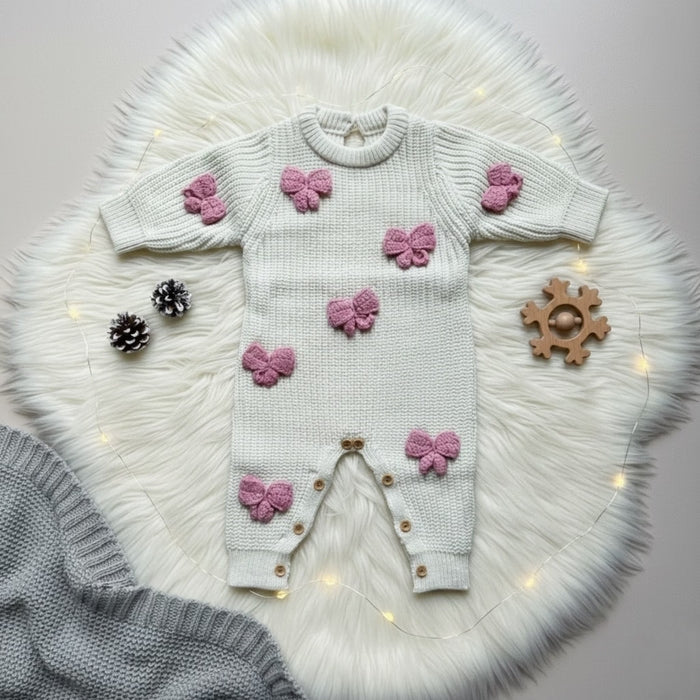 Blush Bow Cozy Knit Jumpsuit