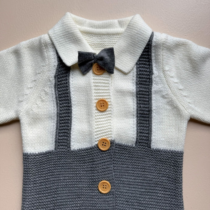 Classic Bow Knit Baby Suit