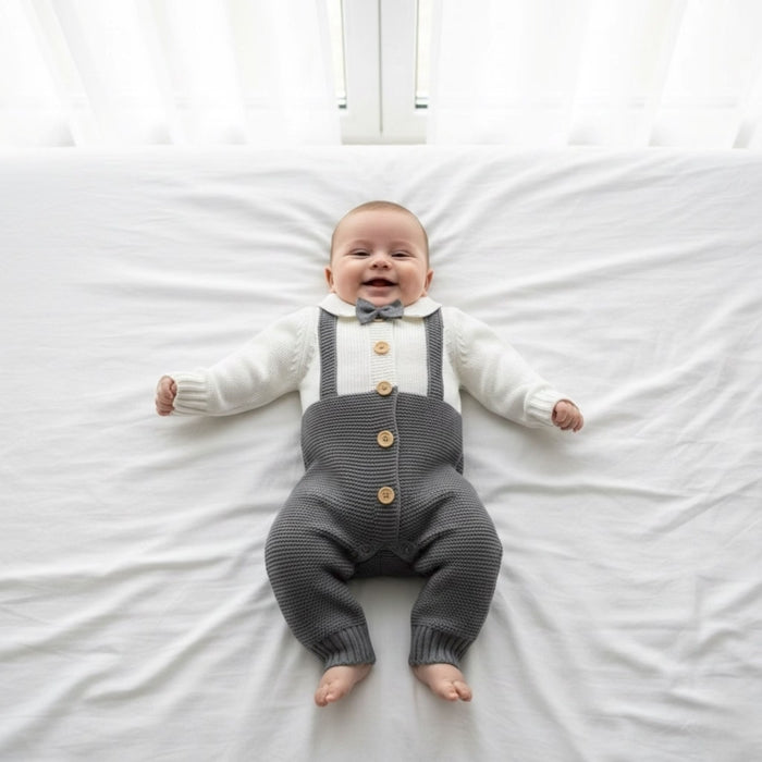 Classic Bow Knit Baby Suit